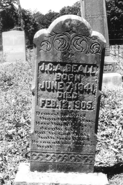 Tombstone of Julius Caesar Alford Beall, born 7 Jun 1841, died 12 Feb 1905